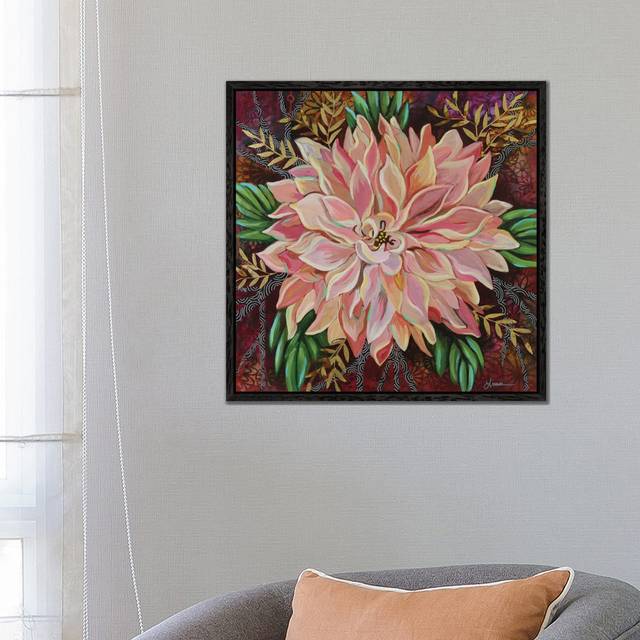 Cafe Au Lait Dahlia by Linnea Tobias - Gallery-Wrapped Canvas Giclée on Canvas - Black Framed (66.04 cm H x 66.04 cm W)