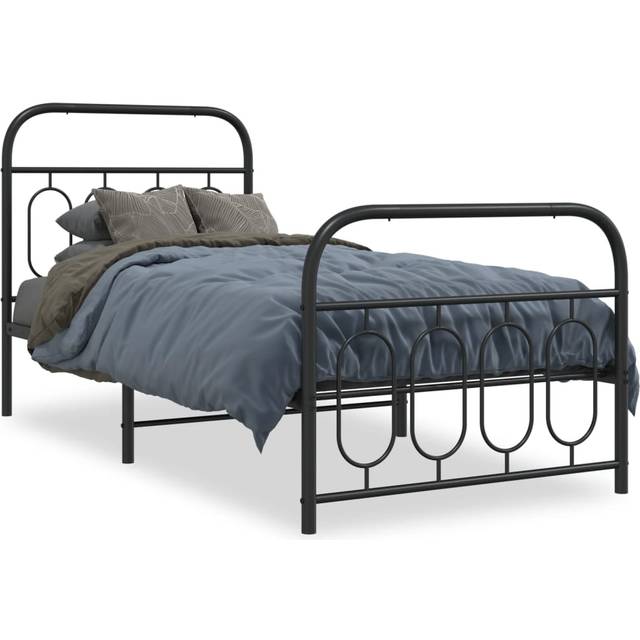 vidaXL Metal Bed Frame without Mattress with Footboard Black 80x200cm