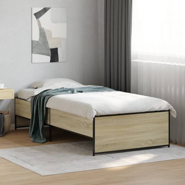 vidaXL Bed Frame without Mattress Sonoma Oak 75x190 cm Small Single - Brown