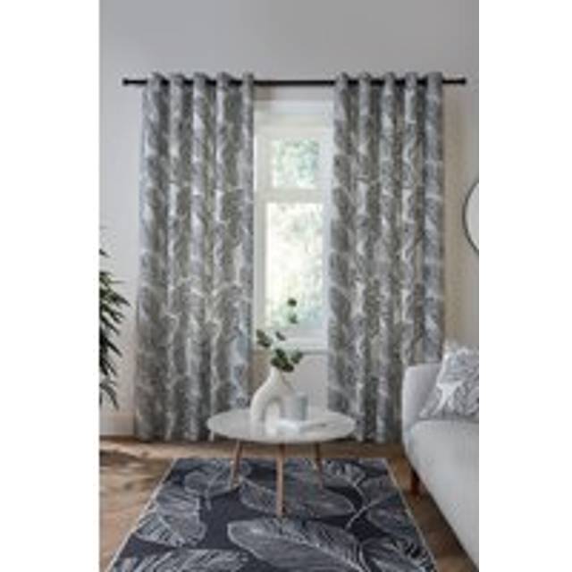 'Matteo' 100% Cotton Light Filtering Pair of Eyelet Curtains - Black - 229cm width x 183cm drop
