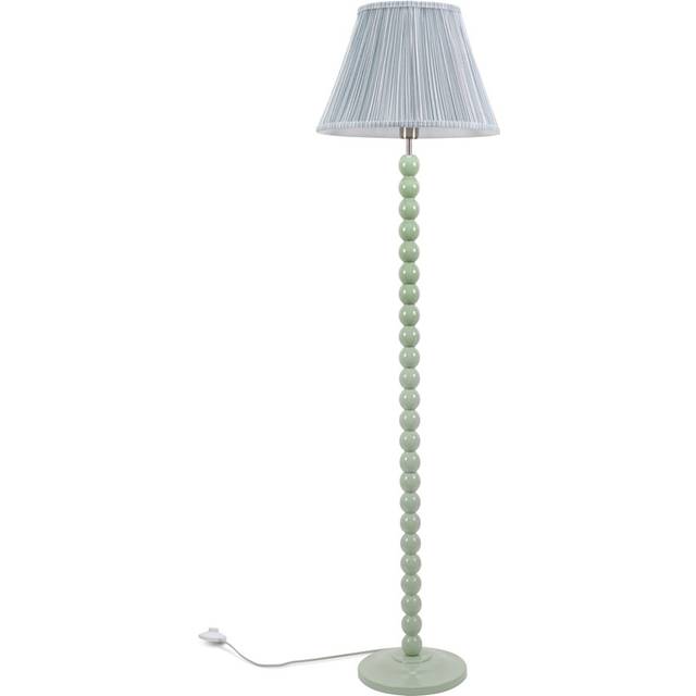 ValueLights Bobbins Sage Green Stripe Pleated Shade Floor Lamp & Bulb