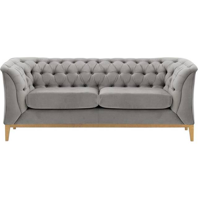 Chesterfield Modern 2 Seater Sofa Wood - Light Grey (75cm H X 183cm W X 80cm D)