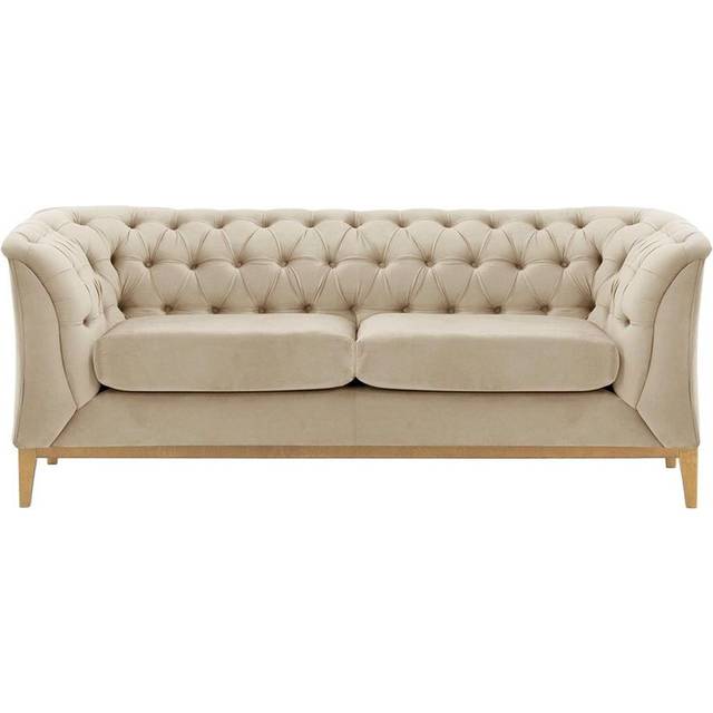 Chesterfield Modern 2 Seater Sofa Wood - Beige (75cm H X 183cm W X 80cm D)