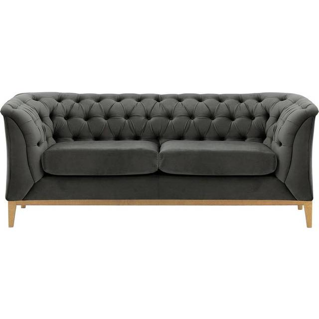 Chesterfield Modern 2 Seater Sofa Wood - Grey (75cm H X 183cm W X 80cm D)