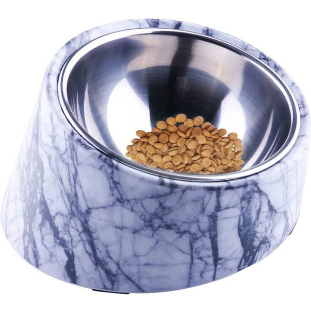 Archie & Oscar Slanted Dog Bowl Water / Food Mess Free Tilted Angle Large - Marble (30cm H X 30cm W X 30cm D)