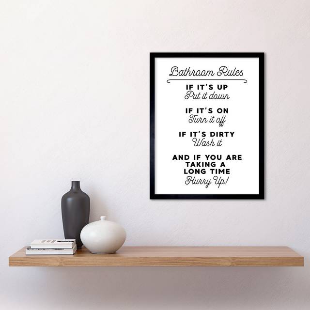 Toilet Humour Sign - Single Picture Frame Art Prints - Black;White (43.3cm H X 33.3cm W)