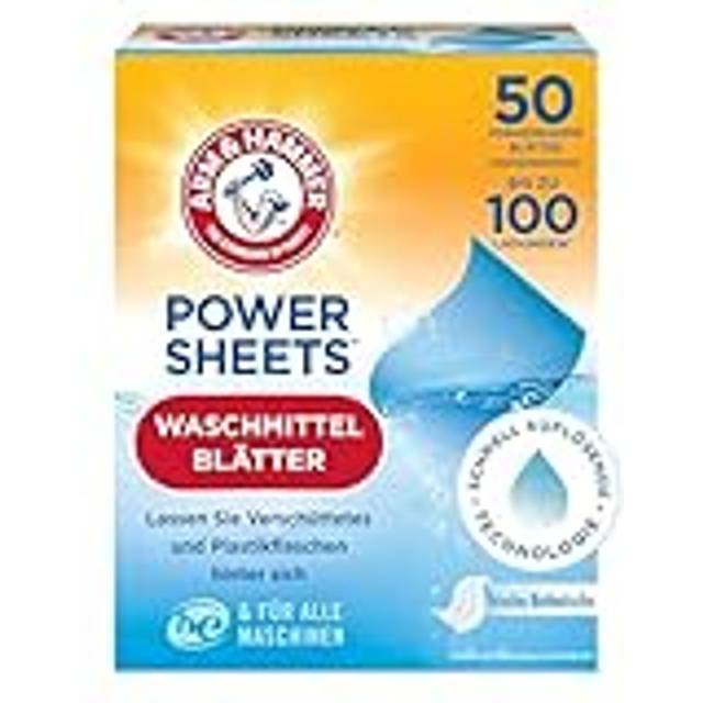Arm and Hammer Power Sheets Laundry Detergent, Fresh Linen Laundry Sheets 50ct, up to 100 Small Loads, Ultraconcentrated Washing Detergent for deep