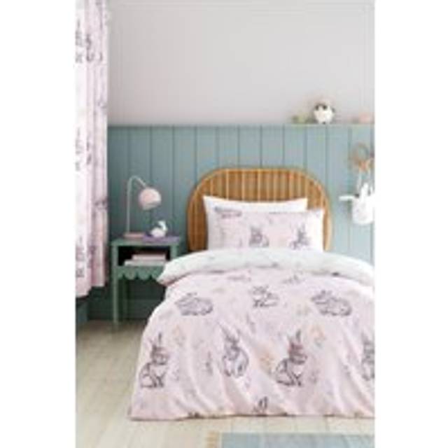 Catherine Lansfield Bunny Tails Ditsy Flower Duvet Cover Bedding Set Pink White - Pink/White