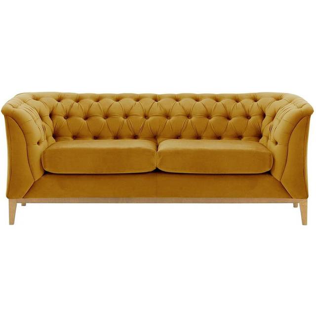 Chesterfield Modern 2 Seater Sofa Wood - Yellow (75cm H X 183cm W X 80cm D)