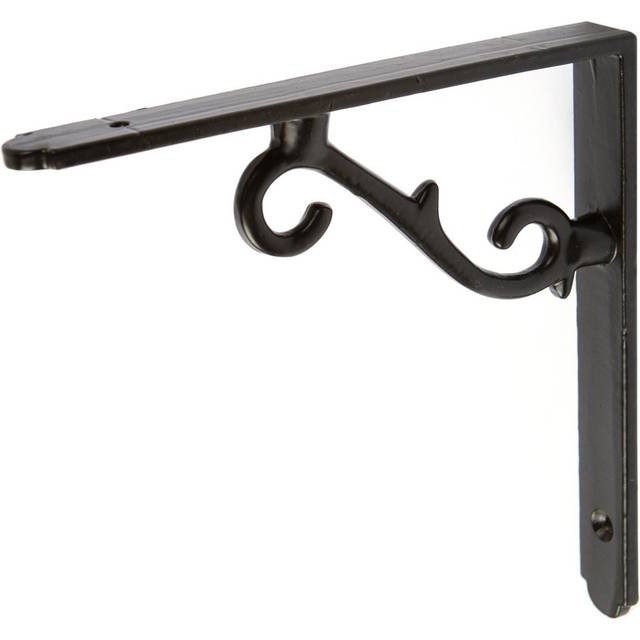 155mm Scroll Iron Shelf Bracket - Black