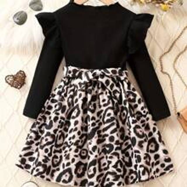 SHEIN Young Girl Comfortable And Stylish Leopard Print Dress For Girl - Perfect For Parties