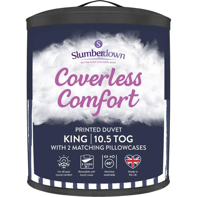 Coverless Comfort Printed Stripe Navy 10.5 Tog Duvet - King