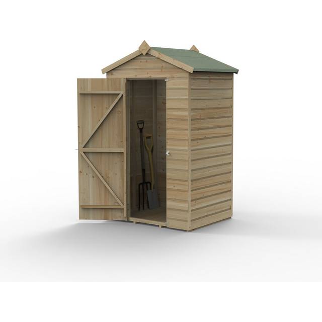 Forest Garden Beckwood Apex Shiplap Pressure Treated Windowless Shed with Base - 4 x 3ft - Natural
