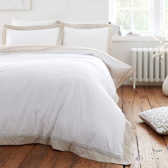 Bianca Oxford Lace 200TC Cotton Duvet Cover Set - White