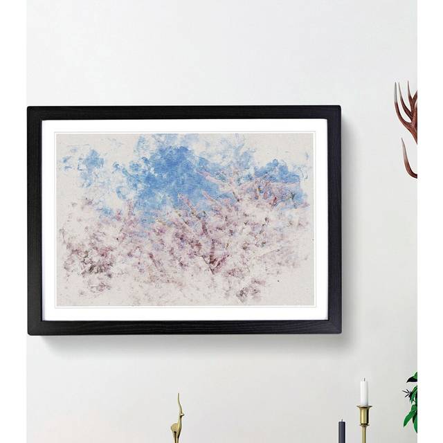 Top of a Pink Cherry Blossom Tree Watercolour - Picture Frame Graphic Art Print - Black Framed (45cm H x 63cm W x 2cm D)