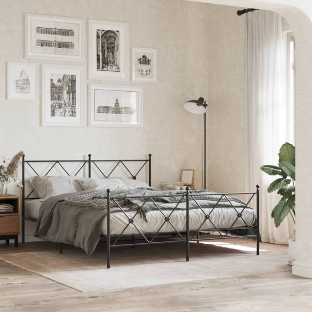 vidaXL Metal Headboard Black 160cm