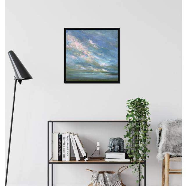 Coastal Sky #3 by Sheila Finch - Wrapped Canvas Painting - Black Framed Paper Print (55cm H x 55cm W)