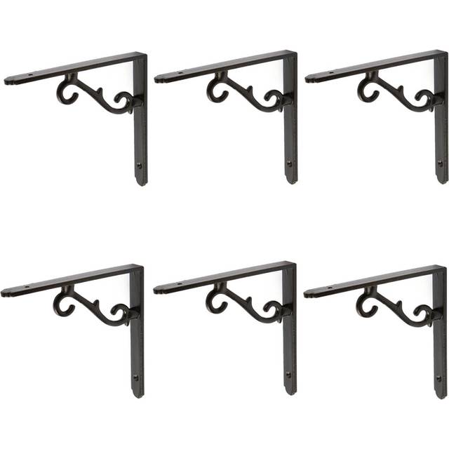 Hammer & Tongs - Scroll Iron Shelf Bracket - D155mm - Black (15.3cm H X 2cm W X 15.3cm D)