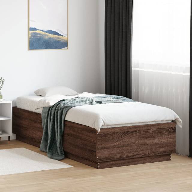 vidaXL Bed Frame without Mattress Brown Oak 100x200 cm