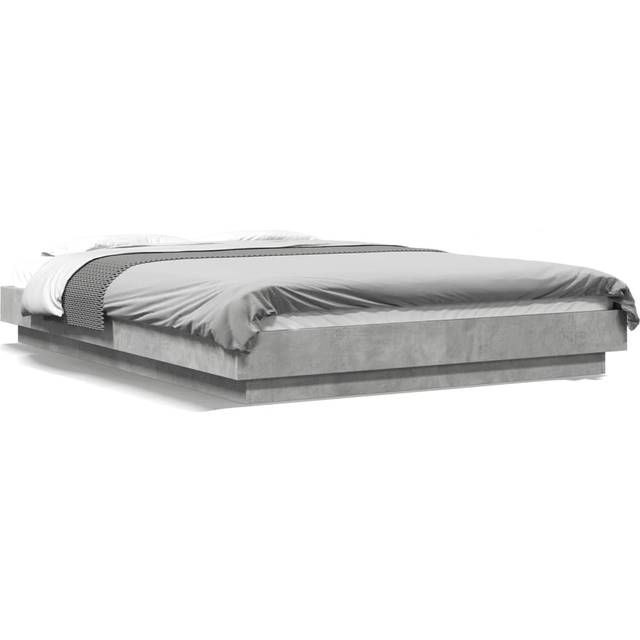 vidaXL Bed Frame with LED Lights without Mattress Concrete Grey 135x190cm