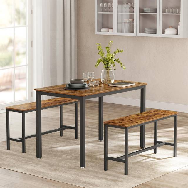 Franko Dining Set with 2 Benches - Black (4)