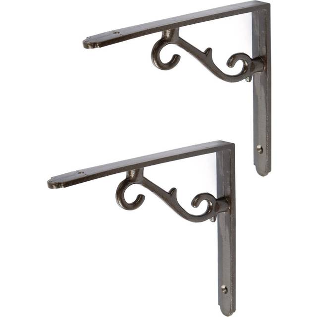 Hammer & Tongs - Scroll Iron Shelf Bracket - D155mm - Raw (15.3cm H X 2cm W X 15.3cm D)