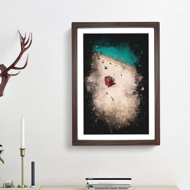 South Beach in Miami - Picture Frame Painting Print - Walnut Framed (33cm H x 24cm W x 2cm D)