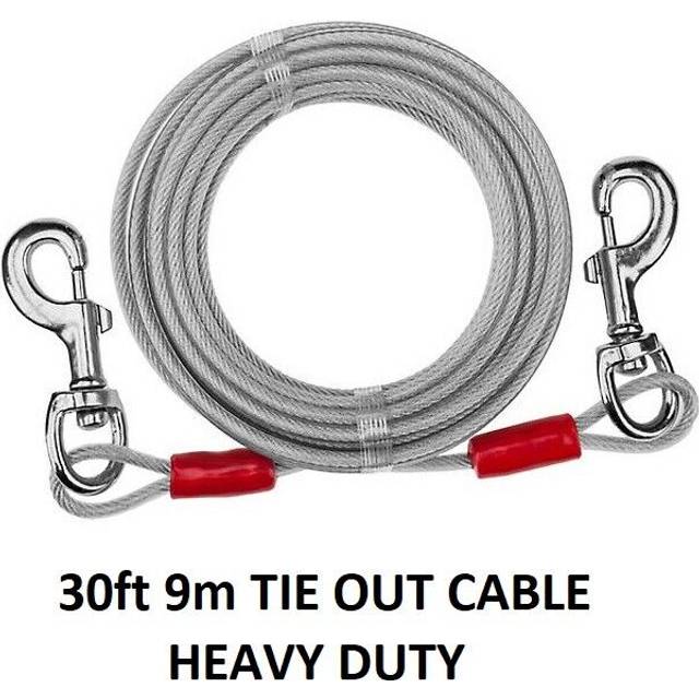 30ft 9m tie out cable metal wire for spiral stake pet dog lead garden picnic