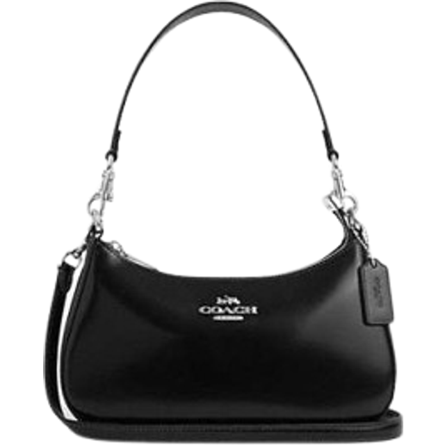 Coach Womens Teri Shoulder Bag in Refined Pebbled Leather with Chain Strap - Black - One Size