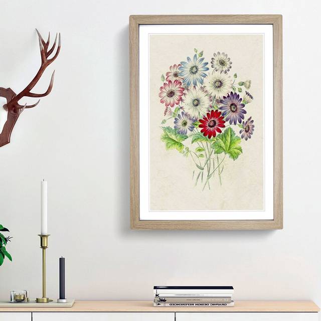Bunch of Wild Flowers - Picture Frame Painting Print - Oak Framed (48cm H x 36cm W x 2cm D)