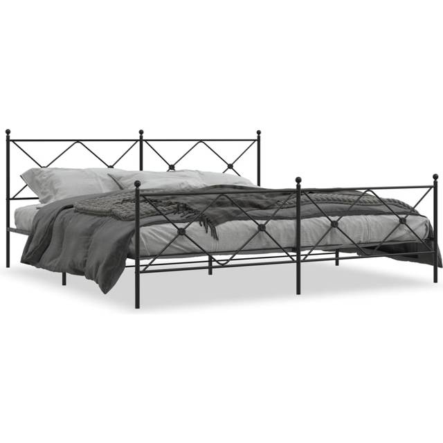vidaXL Metal Bed Frame without Mattress with Footboard Black 193x203cm
