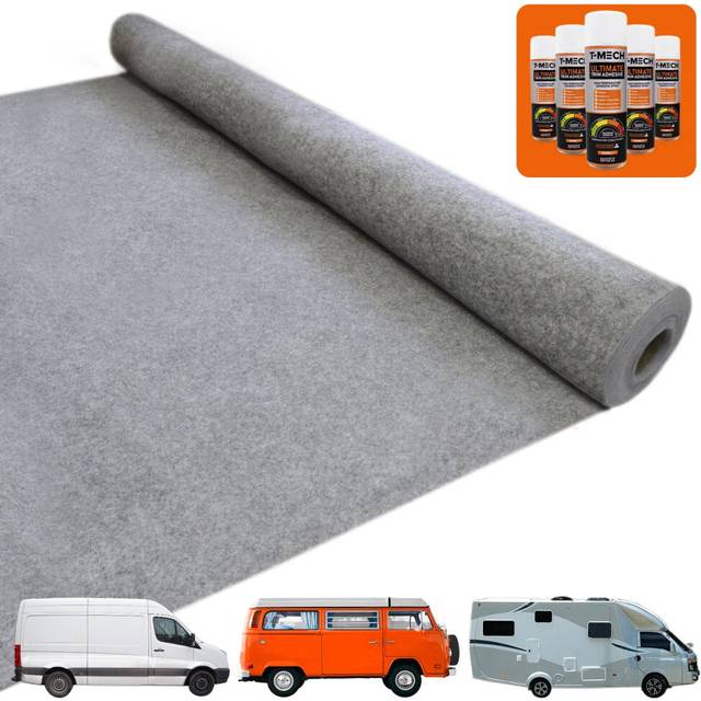 Monster Shop Van Carpet Lining - Smoke & 5 Adhesive Cans, Grey