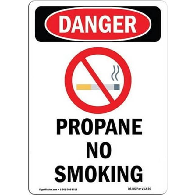 SignMission OS-DS-A-1014-V-1540 10 x 14 in. OSHA Danger Sign - Propane No Smoking