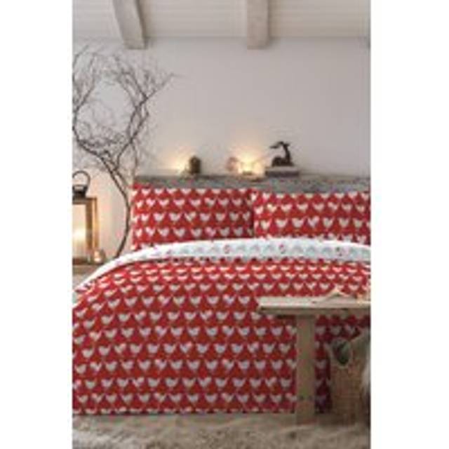 Christmas Geo Robin Duvet Cover Bedding Set Red