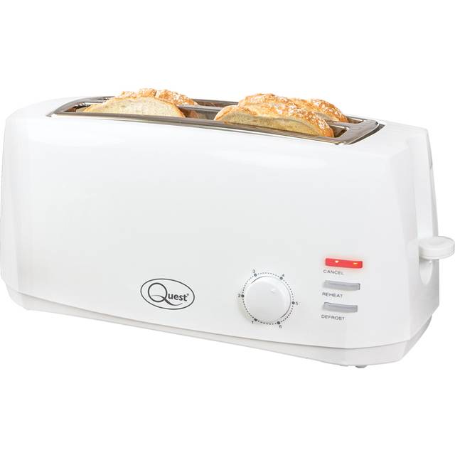 Quest 35049 1400W 4 Slice Extra Wide Long Slot Cool Touch Toaster - White, White