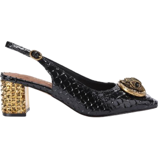 Chelsea Snake-Effect Slingback Pumps - BLACK - Taking inspiration from its vibrant London surroundings, Kurt Geiger London delivers a collection of lively trainers, heels and more with playful and lively style intentions.