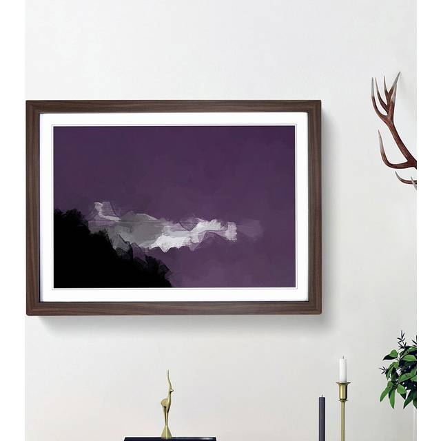 Cloud Blur Above the Forest in Abstract - Picture Frame Painting Print - Walnut Framed (36cm H x 48cm W x 2cm D)