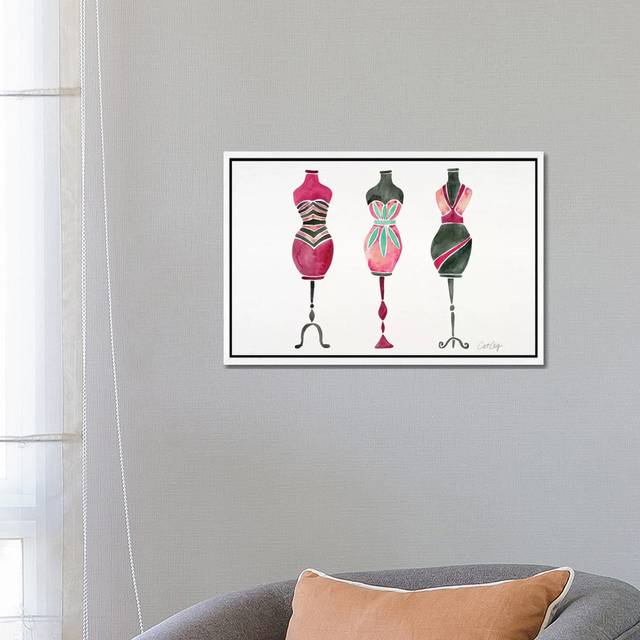 Pink 3 Dresses by Cat Coquillette - Gallery-Wrapped Canvas Giclée on Canvas - White Framed (66.04 cm H x 45.72 cm W)