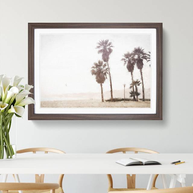 Palm Tree Beach Vol.2 - Picture Frame Graphic Art - Walnut Framed (36cm H x 48cm W x 2cm D)