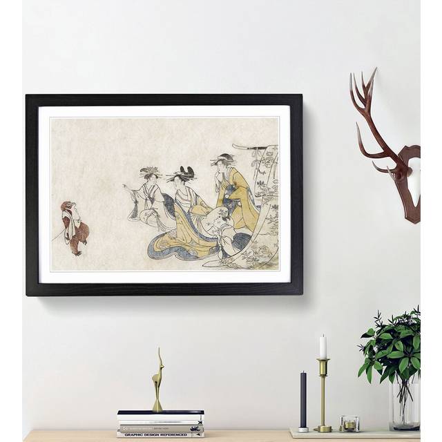 Entertained by a Monkey by A Monkey - Picture Frame Painting Print - Black Framed (48cm H x 65cm W x 2cm D)
