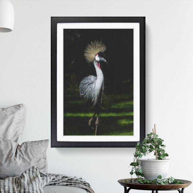 Crane Bird - Picture Frame Painting - Black Framed (36cm H x 27cm W x 2cm D)