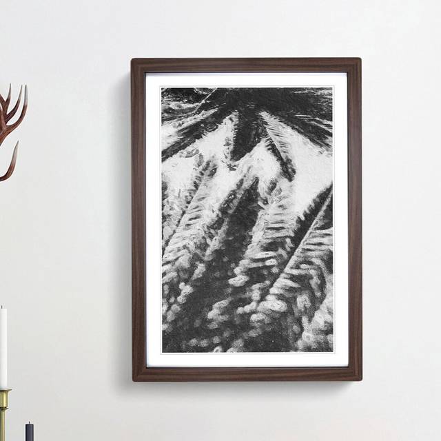 Palm Tree Shadows - Picture Frame Painting Print - Walnut Framed (48cm H x 36cm W x 2cm D)
