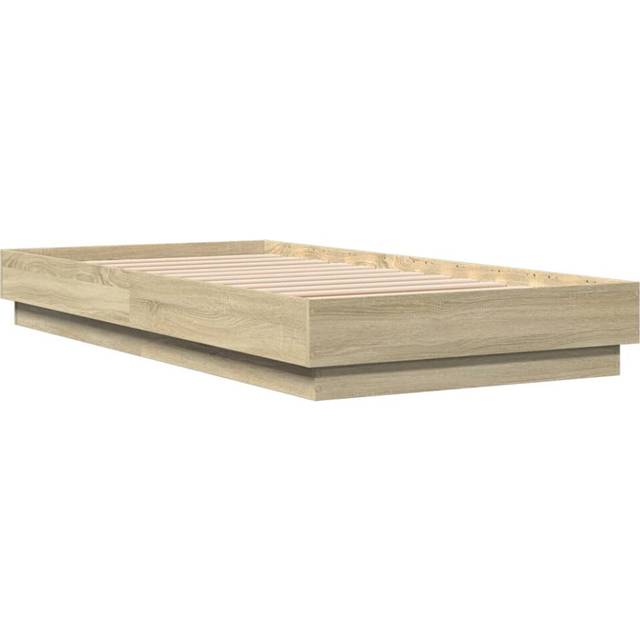 vidaXL Bed Frame without Mattress Sonoma Oak 75x190 cm Small Single Engineered Wood - Brown
