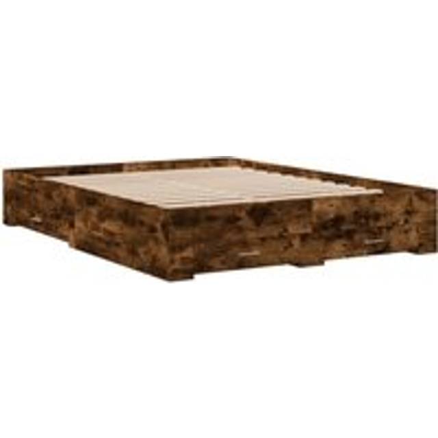 vidaXL Bed Frame with Drawers without Mattress Smoked Oak 150x200 cm King Size - Brown