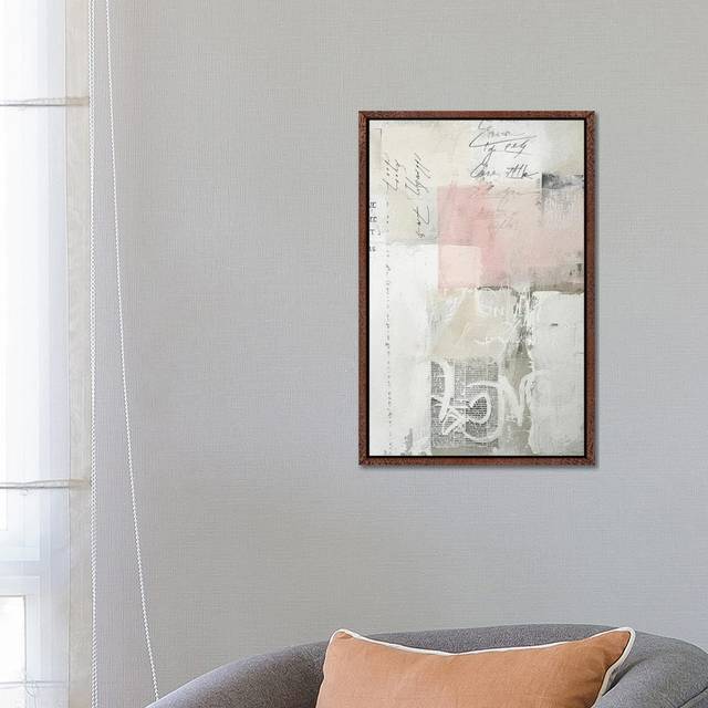 Pink And Grey Scribbles X by RileyB - Gallery-Wrapped Canvas Giclée - Classic Wood Floater Framed (66.04 cm H x 45.72 cm W x 4.445 cm D)