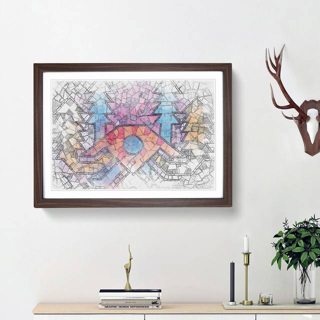 Mosaic Arrows in Abstract - Picture Frame Graphic Art Print - Walnut Framed (36cm H x 48cm W x 2cm D)
