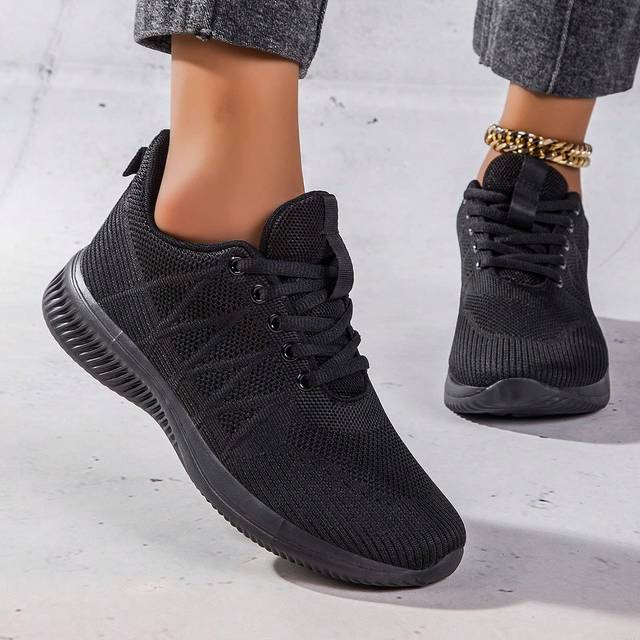 SHEIN 2023 New Breathable Lightweight Mesh Knit Lace-Up Casual Washable Shoes For Women, Suitable For Sports, Running, Walking