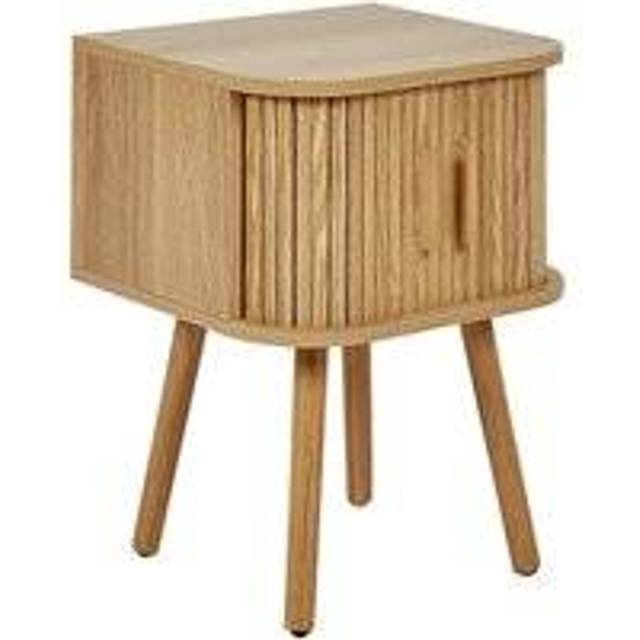 Nightstand Bedside Table Sliding Door mdf Solid Wood Legs Light Wood 40 x 40 cm Selah
