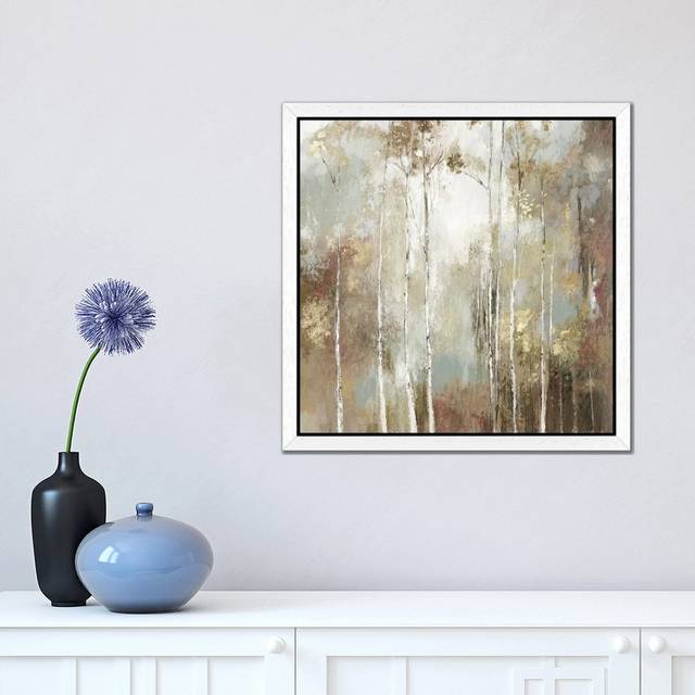 Fine Birch I by Allison Pearce - Painting Print on Canvas - White Framed (45.72 cm H x 45.72 cm W)