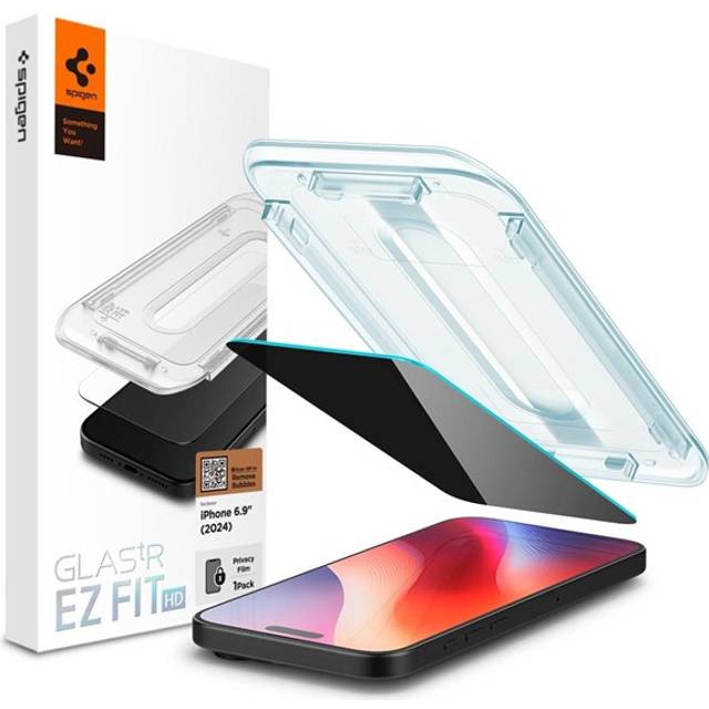 iPhone 16 Pro Max Spigen EZ Fit Glas.tR Skärmskydd - Privacy Filter - Case Friendly - Genomskinlig